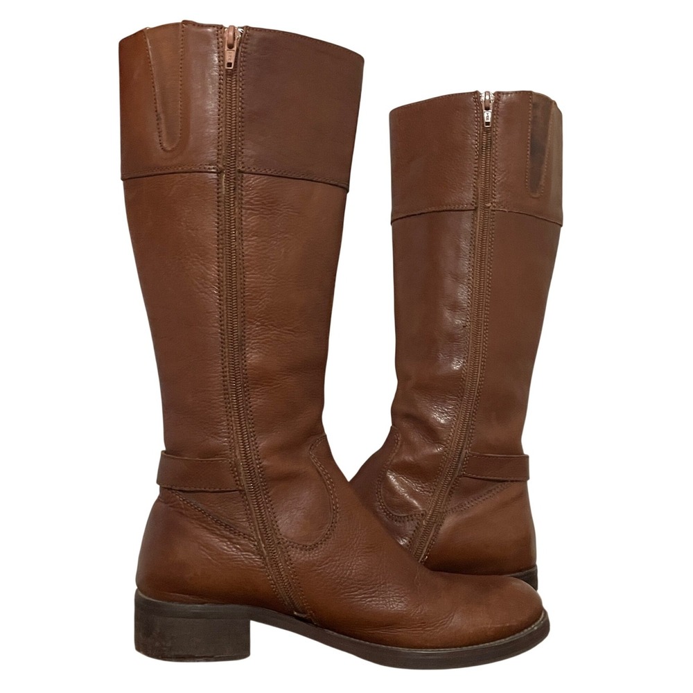 Miz Mooz Brown Leather Riding Boot Side Pocket Zip Up‎ Calf Boot 7.5 - Picture 3 of 14